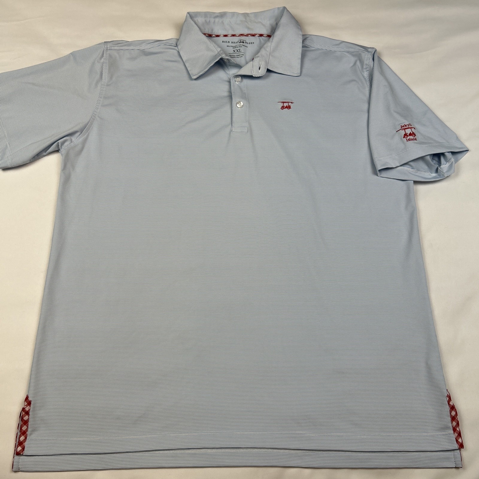Bald Head Blues Polo Shirt 2xl Blue White Striped Golf Cart Surf Jekyll Island
